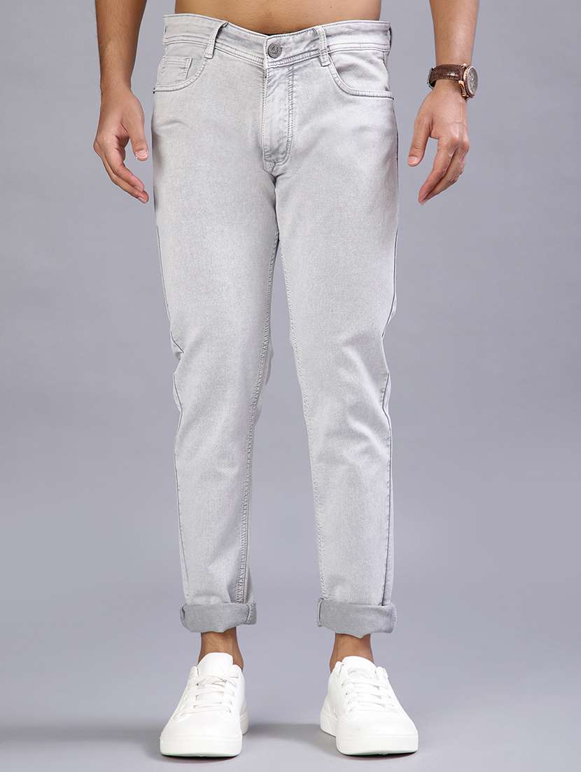men solid mid rise slim fit jean