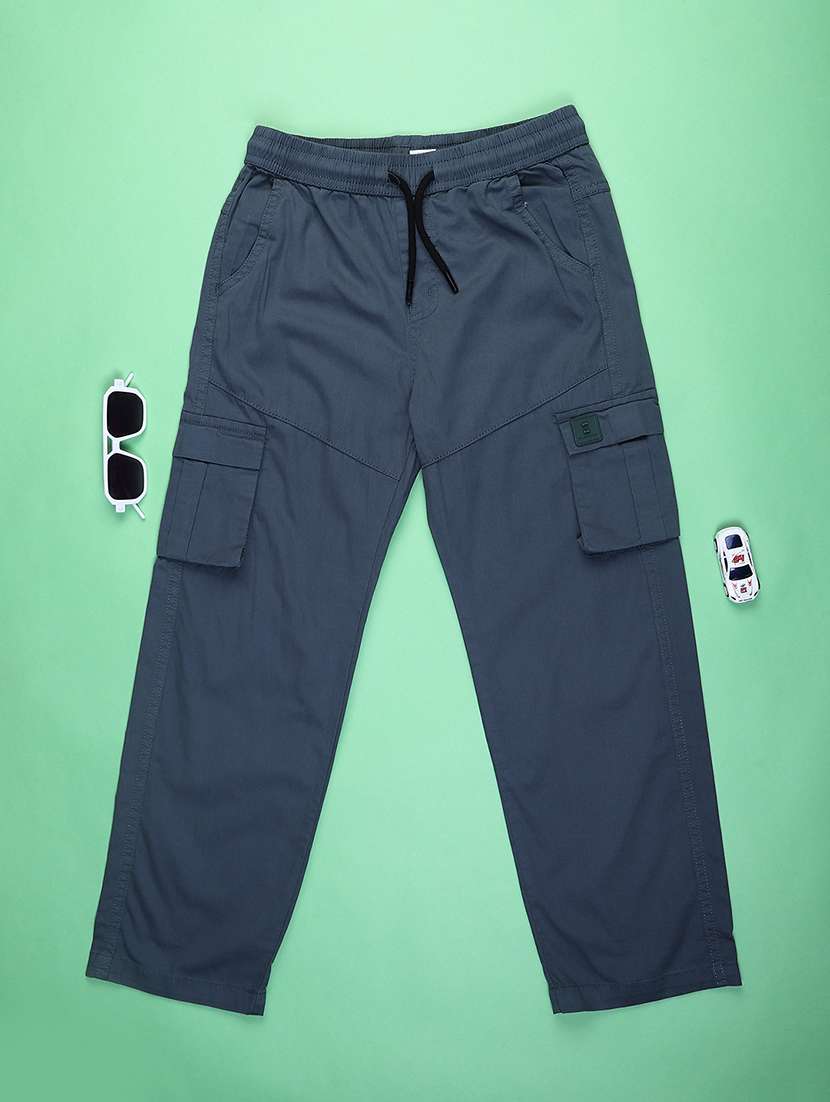 boys solid mid rise regular fit cargo - 21912465 -  Standard Image - 1
