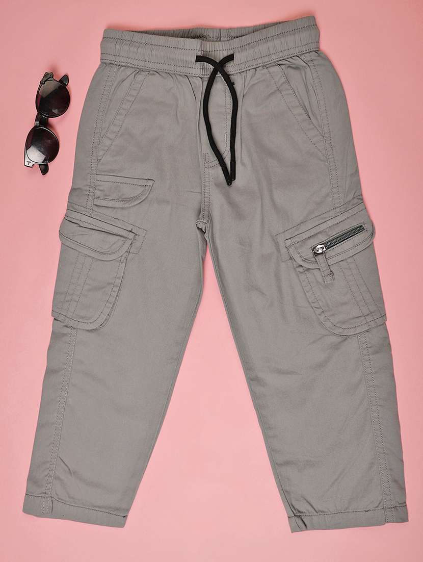 Boys Solid Mid Rise Regular Fit Cargo - 21912473 -  Standard Image - 1