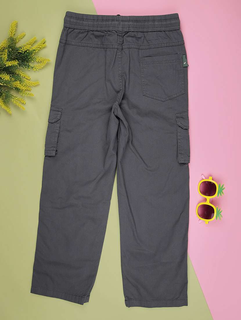 boys solid mid rise relaxed fit cargo - 21912474 -  Standard Image - 1