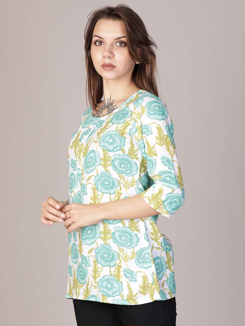women printed three quarter sleeve kurti - 21912506 -  Standard Image - 1
