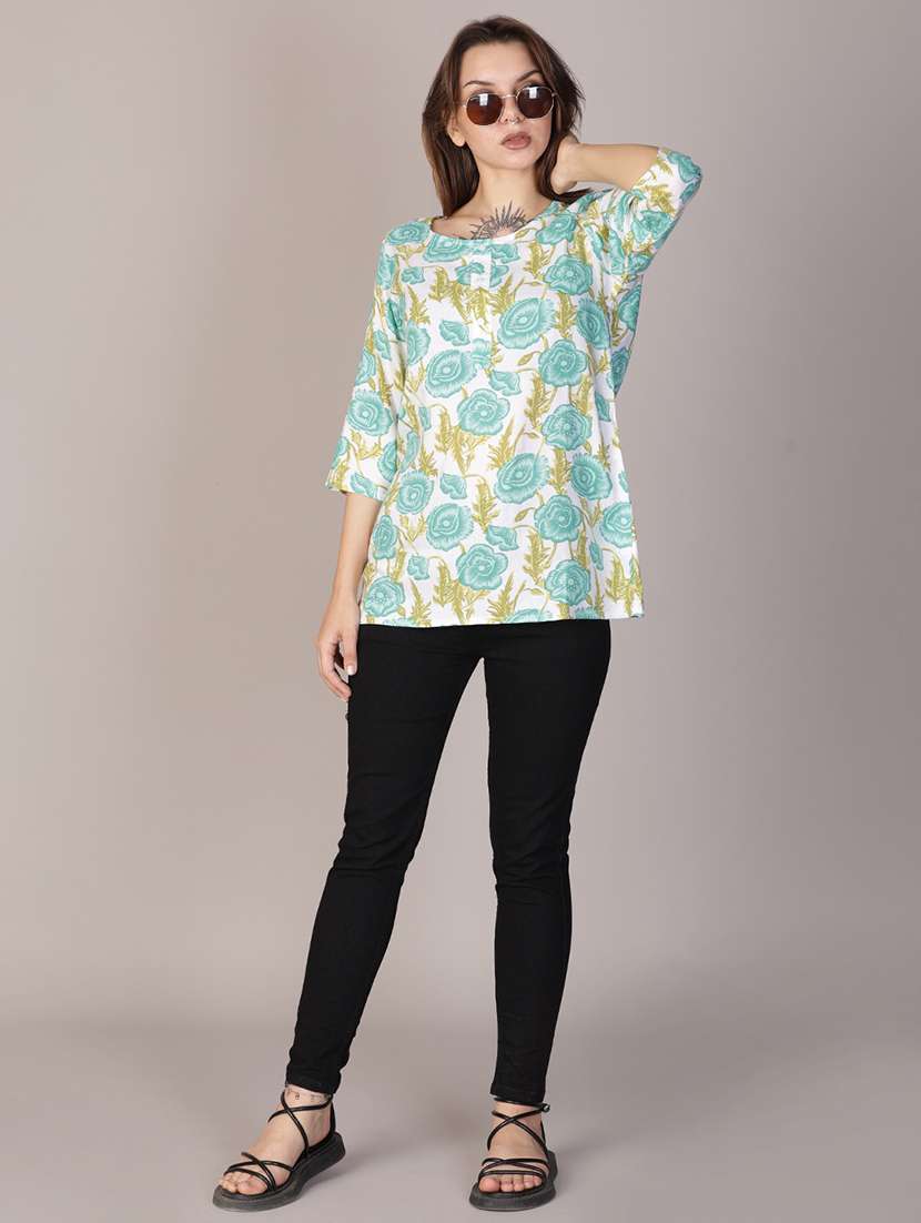 women printed three quarter sleeve kurti - 21912506 -  Standard Image - 4