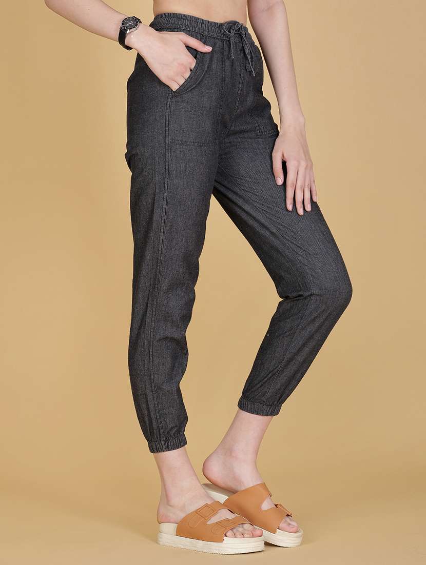 women solid mid rise jogger - 21912524 - Standard Image - 1