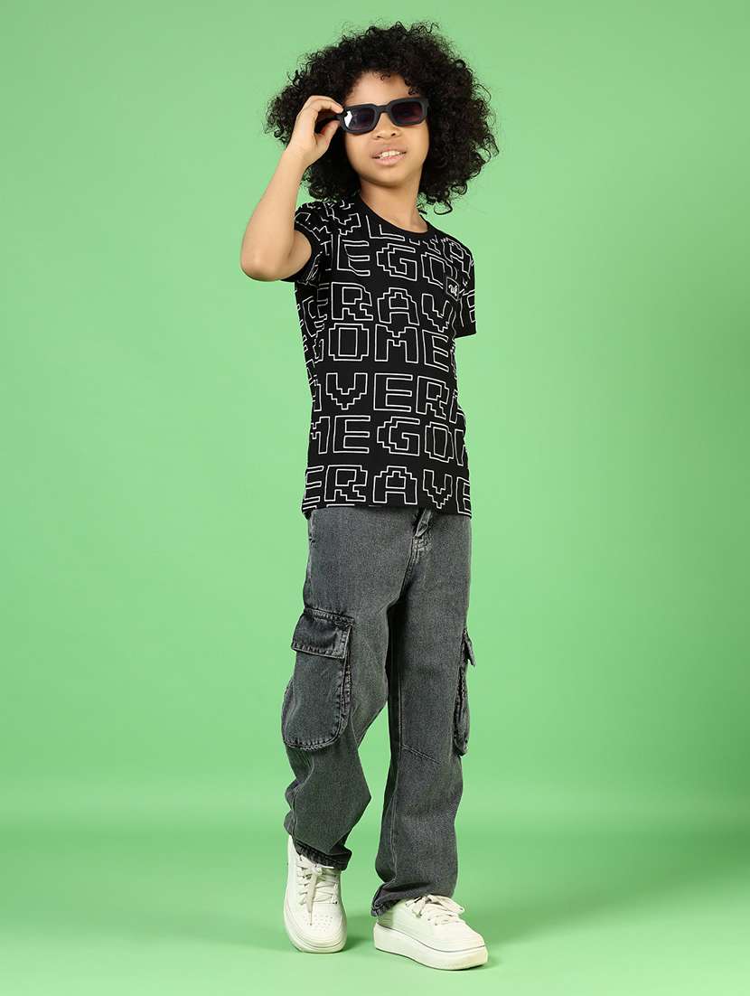 boys solid mid rise relaxed fit cargo - 21913034 -  Standard Image - 4