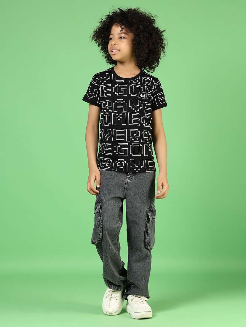 boys solid mid rise relaxed fit cargo - 21913034 -  Standard Image - 6
