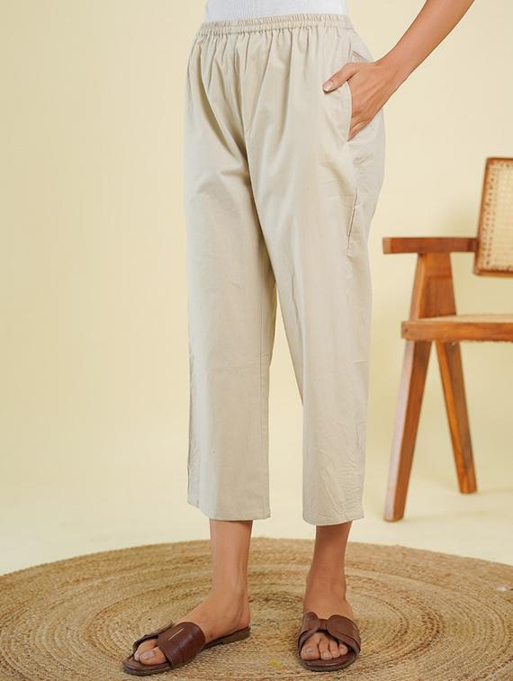 women solid staright tapered pant - 21913060 - Standard Image - 1