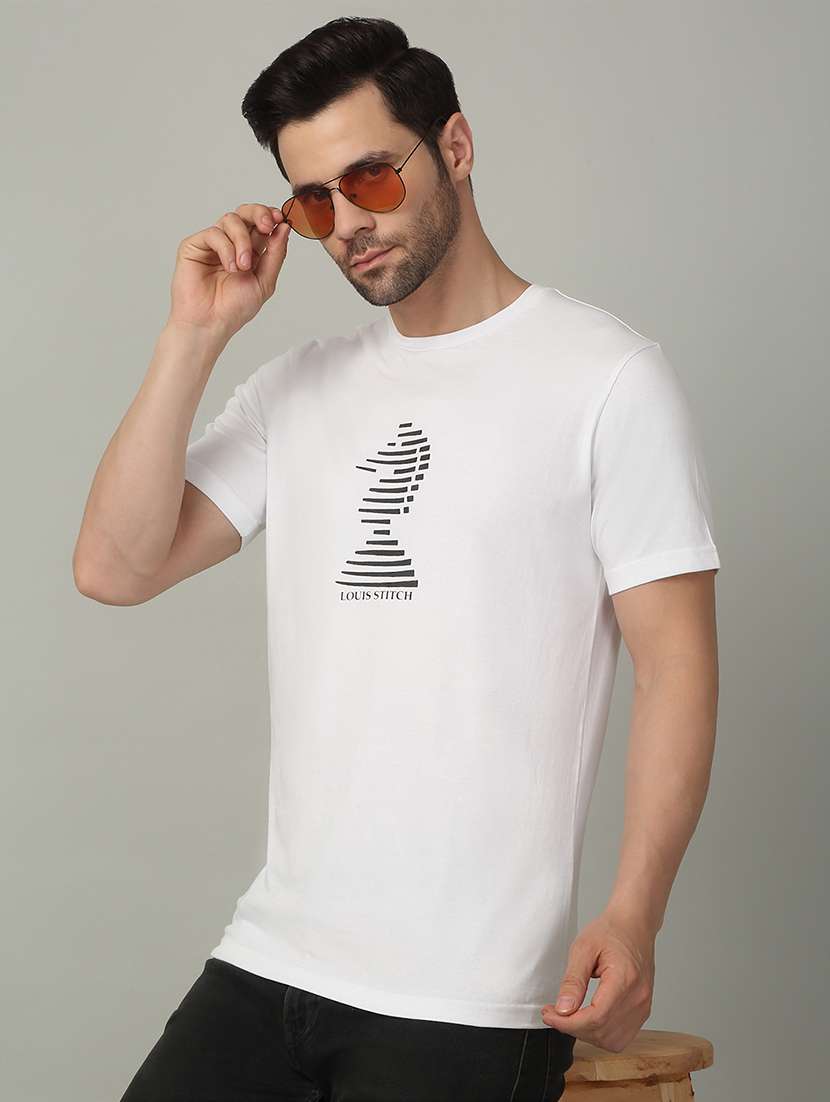 men chest print round neck regular fit t-shirt - 21913096 - Zoom Image - 0