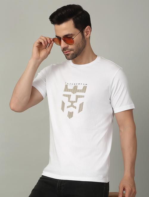 men front print round neck regular fit t-shirt - 21913107 - Standard Image - 0