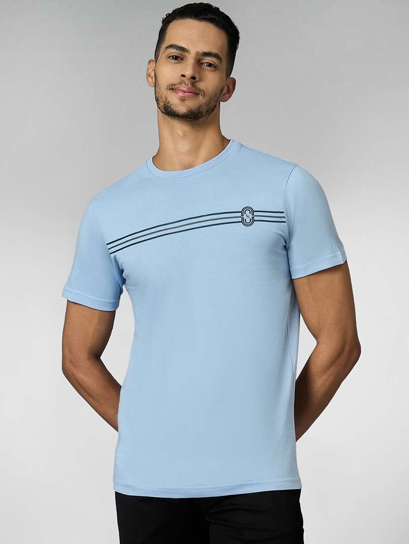 men chest print round neck regular fit t-shirt - 21913119 -  Standard Image - 1