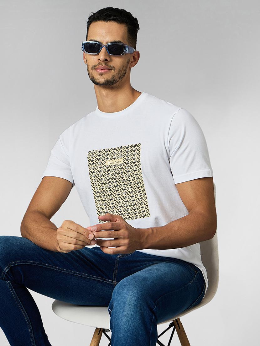 men front print round neck regular fit t-shirt - 21913124 -  Zoom Image - 0