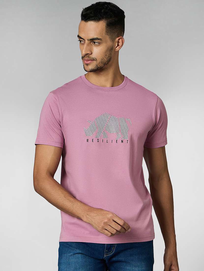 men chest print round neck regular fit t-shirt - 21913129 -  Standard Image - 1