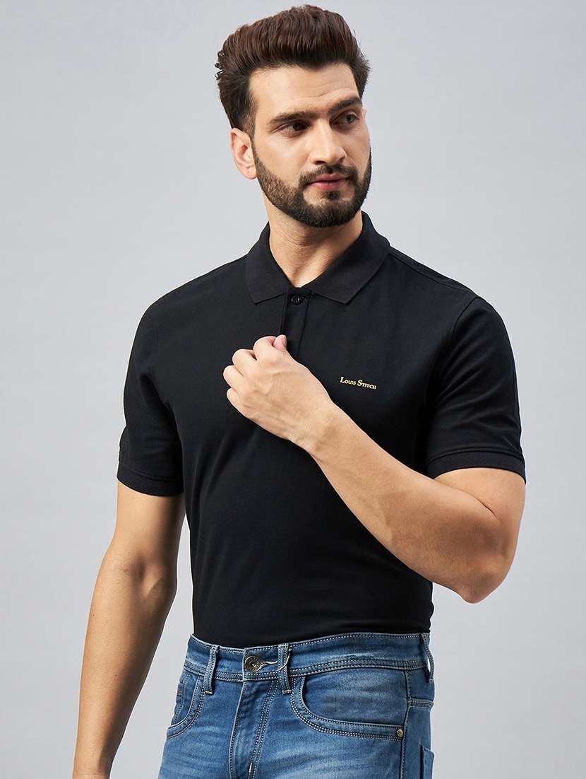 men solid short sleeve slim fit polo t-shirt - 21913141 - Standard Image - 1
