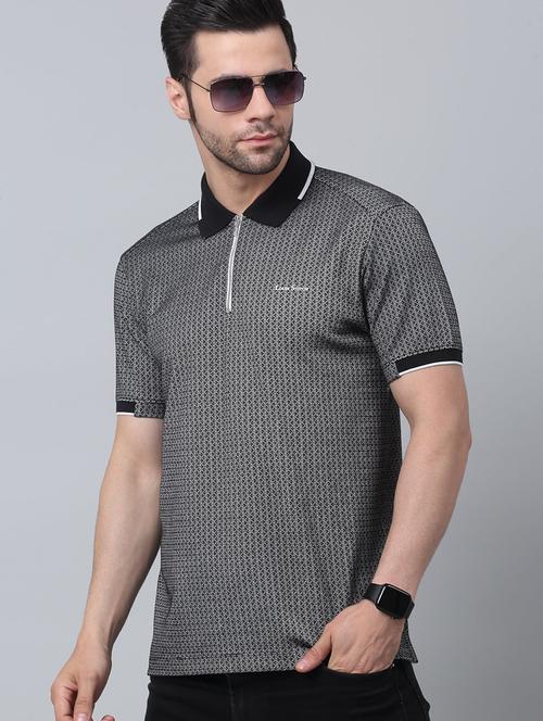 men geometric short sleeve regular fit polo t-shirt - 21913157 - Standard Image - 0