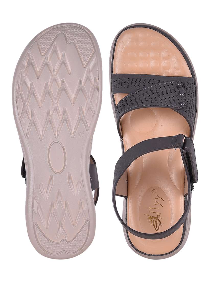women grey ankle strap wedge - 21913187 - Standard Image - 4