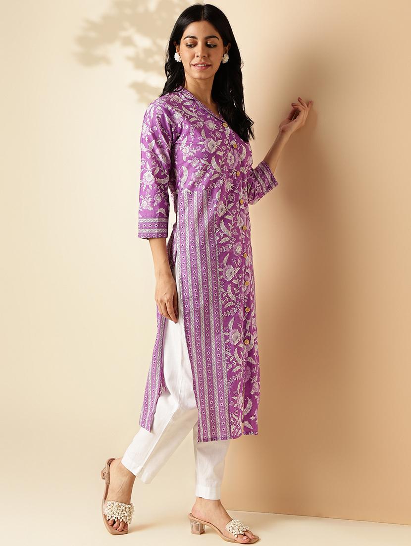 women three quarter sleeve straight kurta - 21913206 - Standard Image - 4