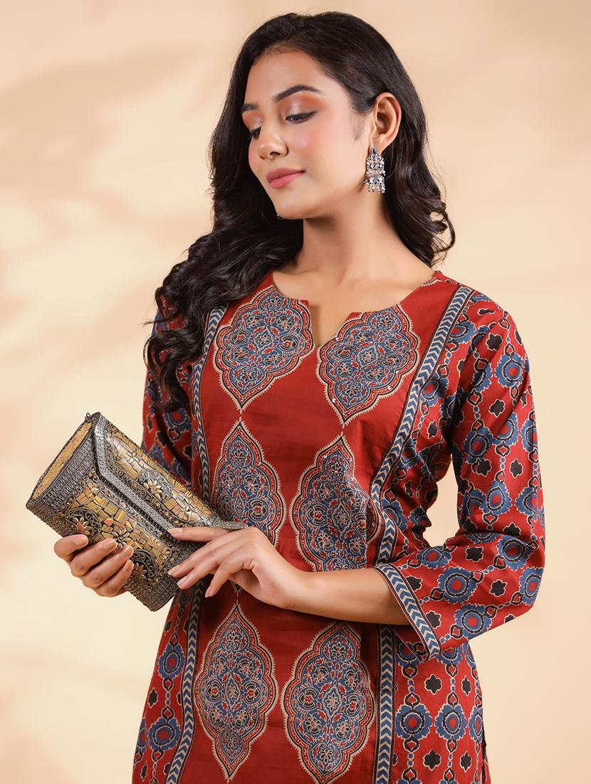 women three quarter sleeve straight kurta - 21913214 - Standard Image - 6