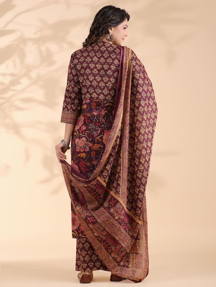 women three quarter sleeve kurta palazzo with dupatta set - 21913225 - Standard Image - 4