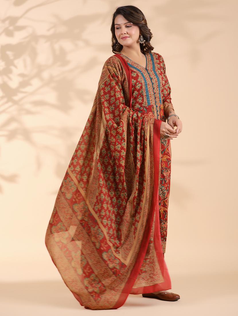 women three quarter sleeve kurta palazzo with dupatta set - 21913226 - Standard Image - 4