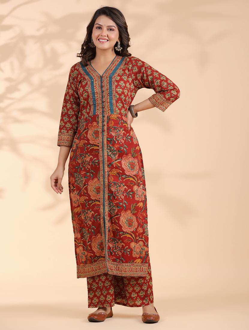 women three quarter sleeve kurta palazzo with dupatta set - 21913226 - Standard Image - 6