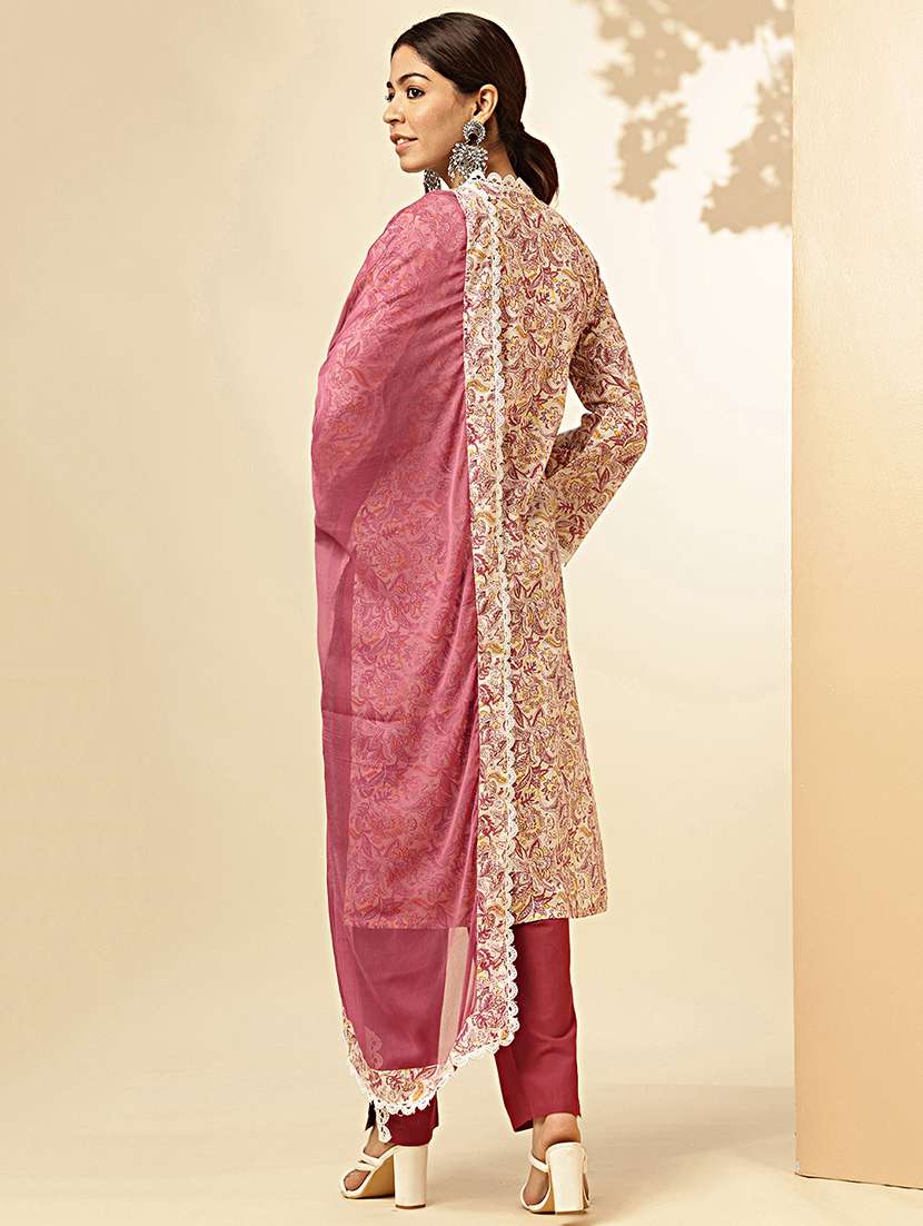 women three quarter sleeve kurta pant with dupatta set - 21913242 - Standard Image - 4