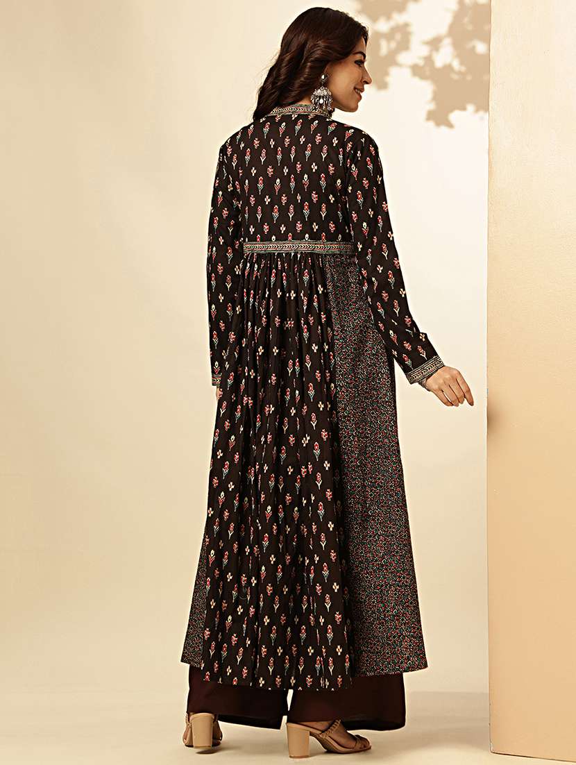 Women Printed Long Sleeve Flared Ethnic Dress