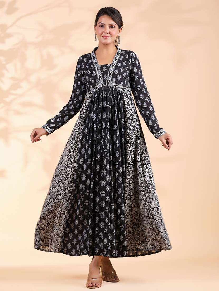 women printed long sleeve flared ethnic dress - 21913251 -  Standard Image - 1