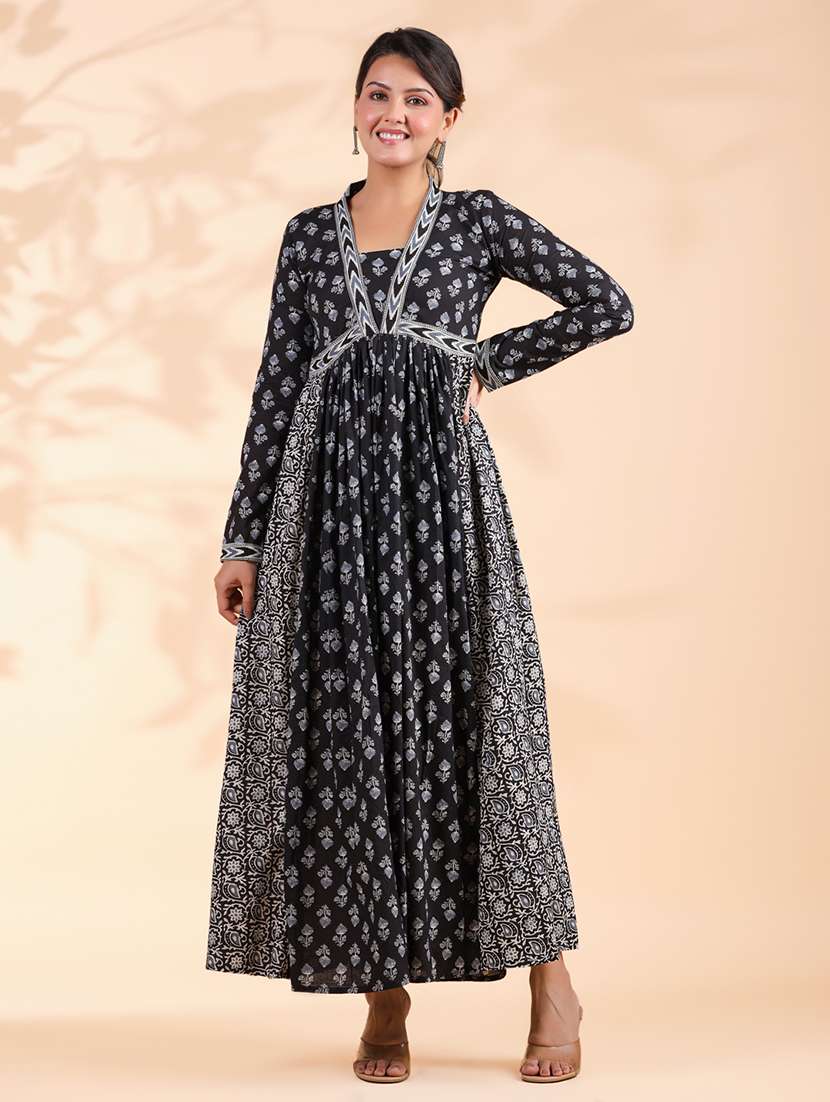 women printed long sleeve flared ethnic dress - 21913251 -  Standard Image - 6