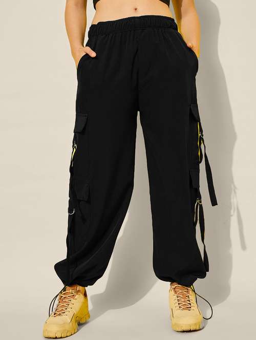 women solid high rise parachute pants - 21913301 -  Standard Image - 0