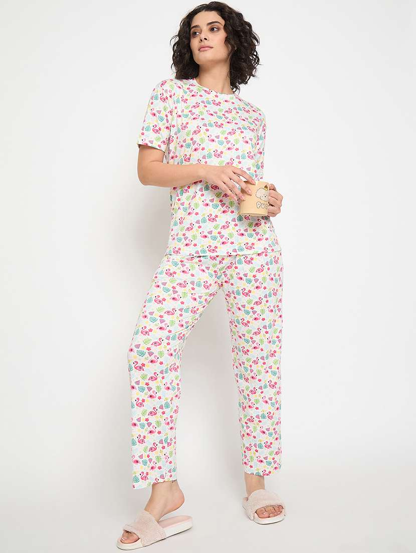 women printed nightwear pyjama set