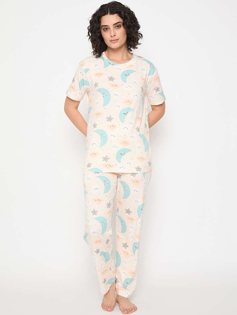 women printed nightwear pyjama set - 21913310 -  Standard Image - 1