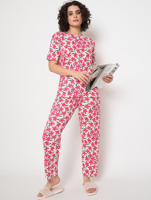 women floral printed nightwear pyjama set - 21913312 - Standard Image - 0