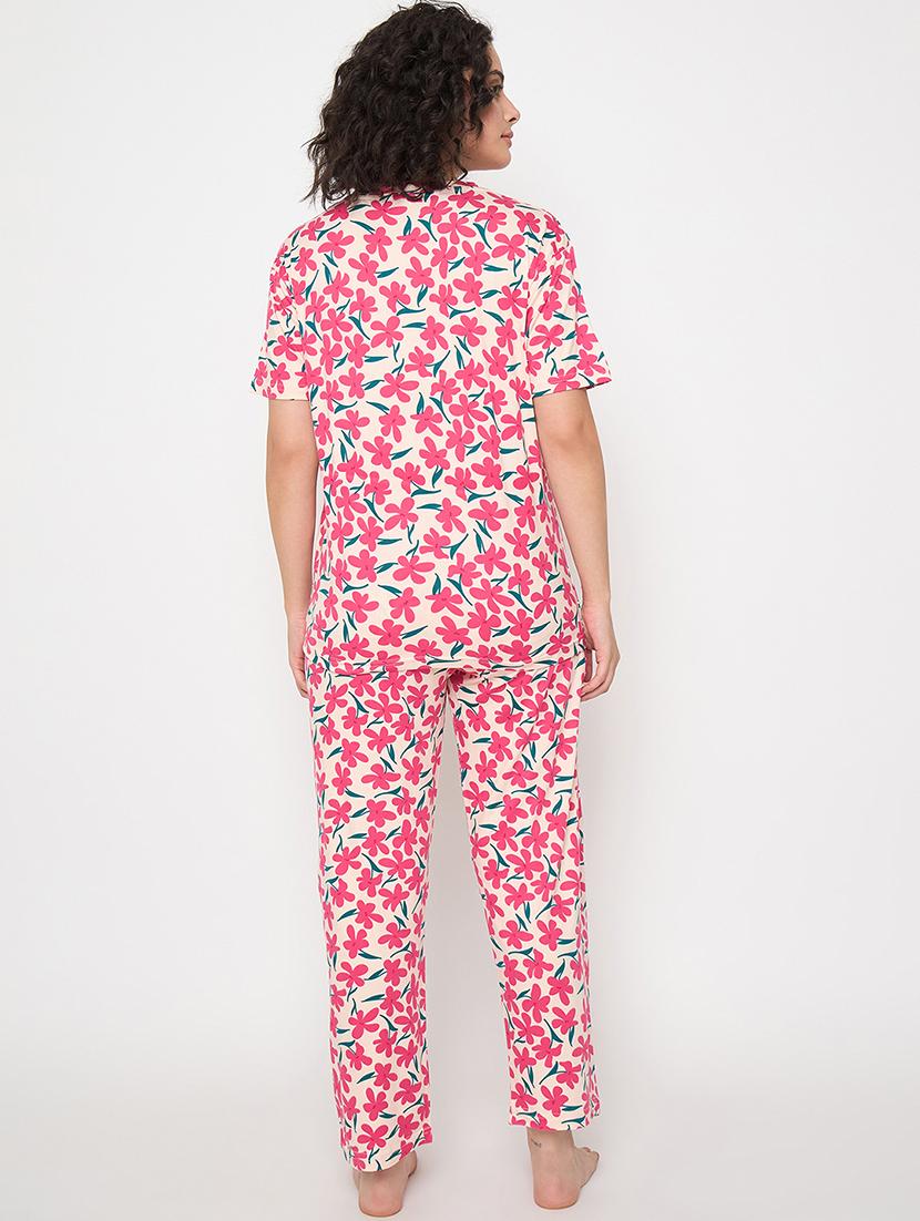 women floral printed nightwear pyjama set - 21913312 - Standard Image - 4
