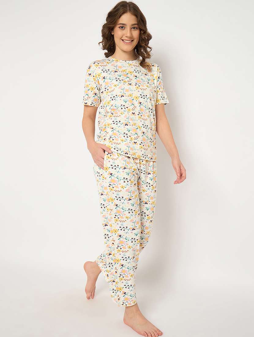 women floral printed nightwear pyjama set - 21913315 -  Standard Image - 1