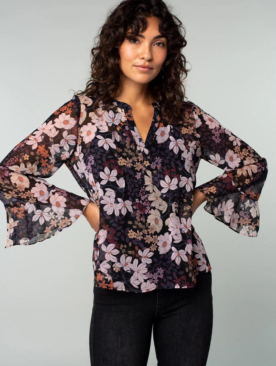 women floral printed bell sleeves regular top - 21913446 -  Zoom Image - 0