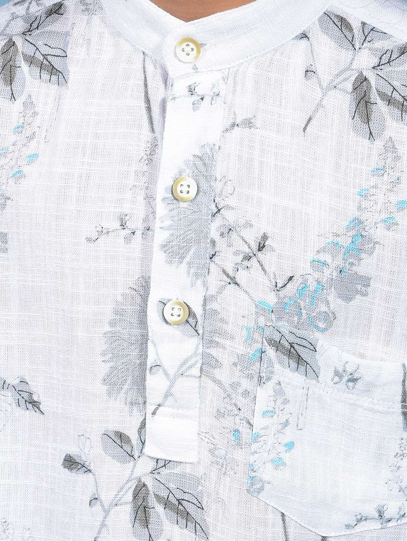 boys floral printed mandarin neck short kurta  - 21913474 -  Standard Image - 6