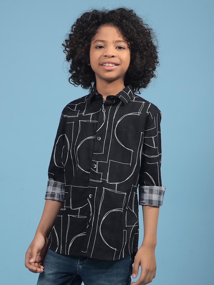 boys printed collared long sleeves shirt - 21913479 - Standard Image - 1
