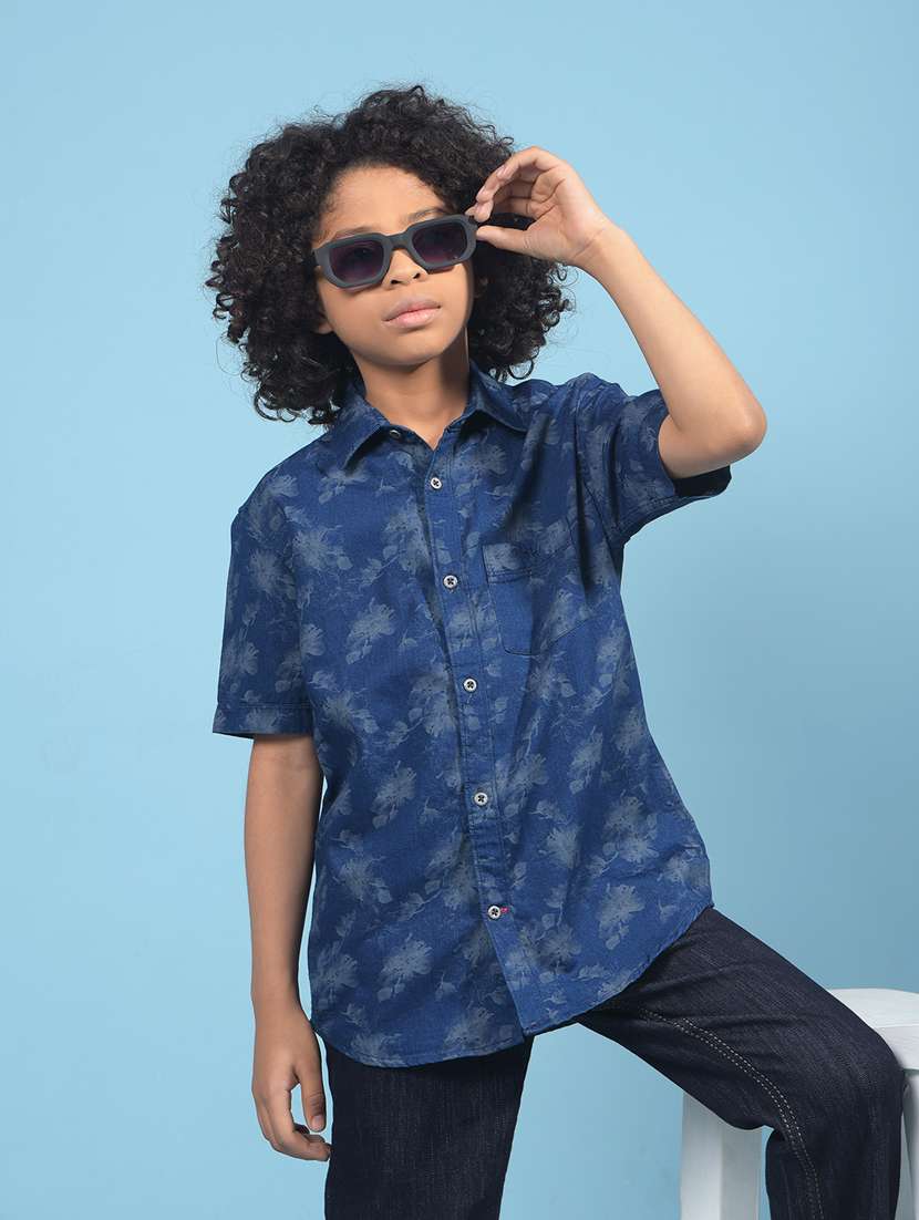 boys printed short sleeve casual shirt