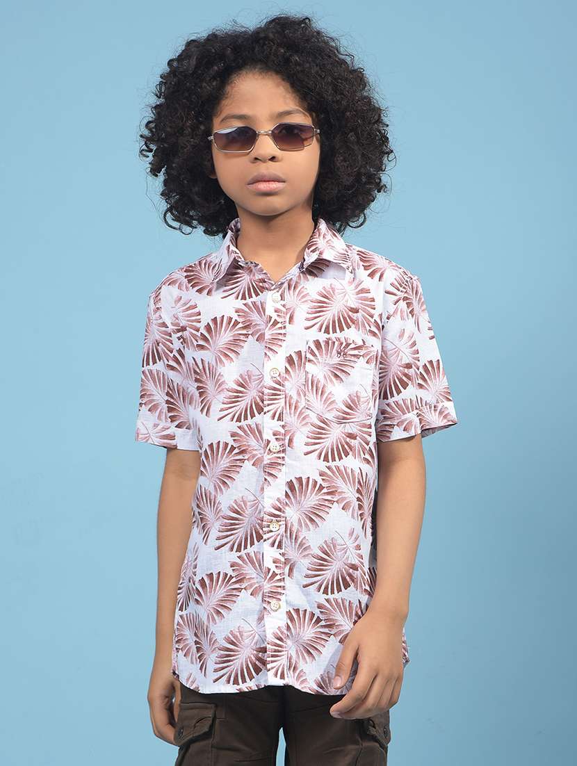 boys printed collared short sleeves shirt