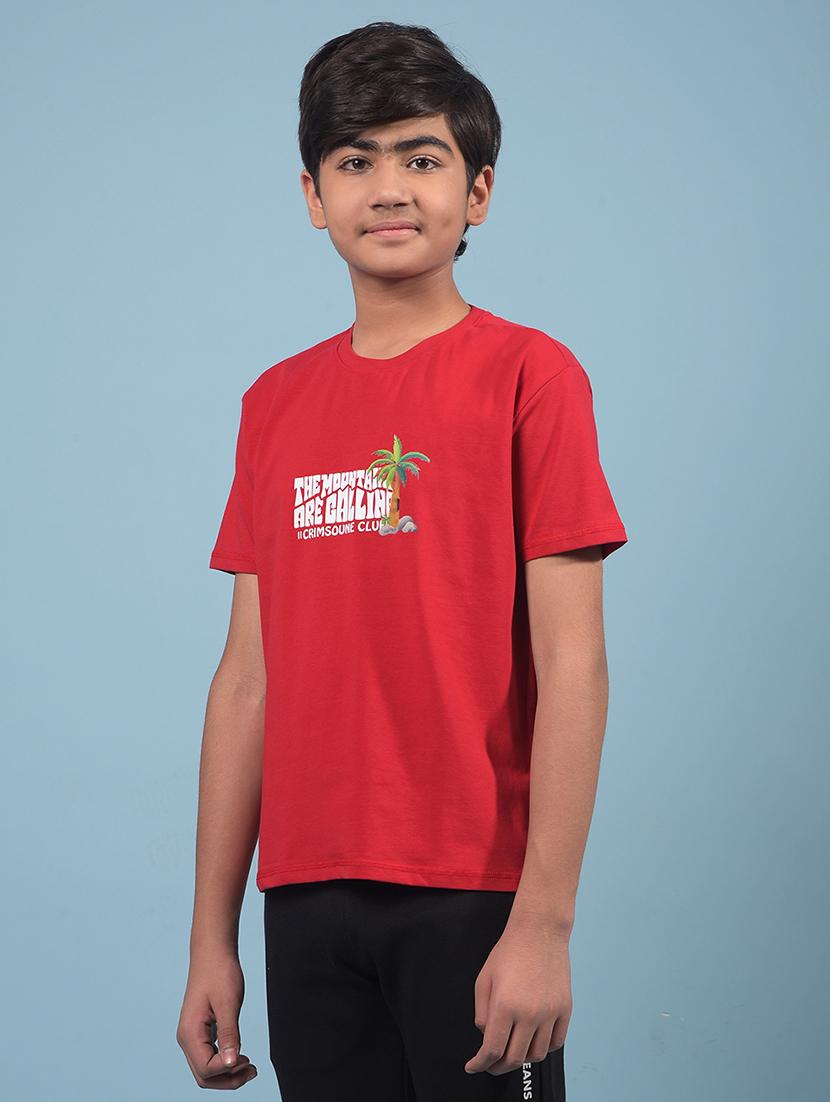 boys front & back printed round neck t-shirt - 21913521 -  Standard Image - 1