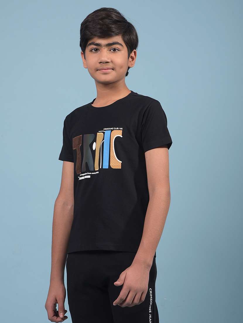boys typographic round neck t-shirt - 21913539 -  Standard Image - 1