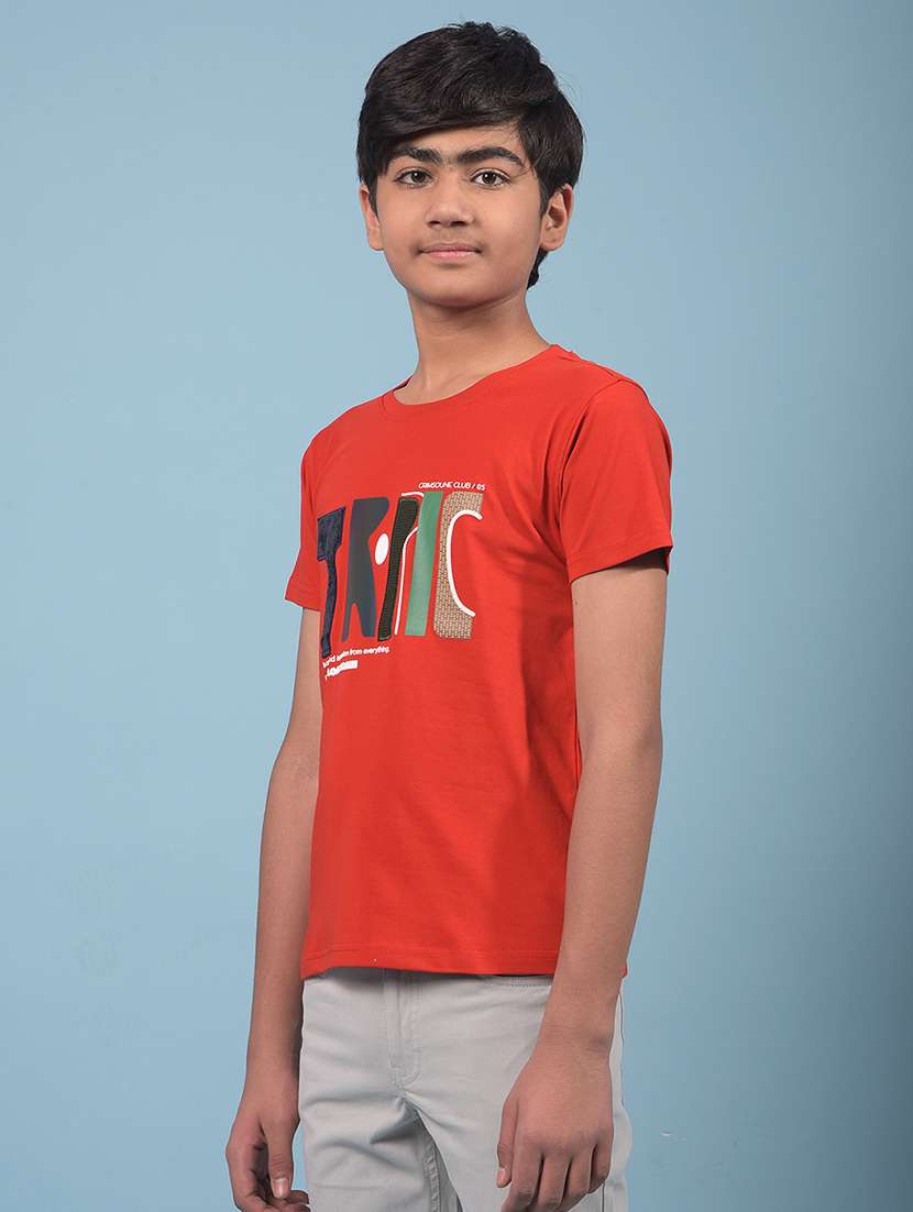 boys typographic round neck t-shirt - 21913540 -  Standard Image - 1