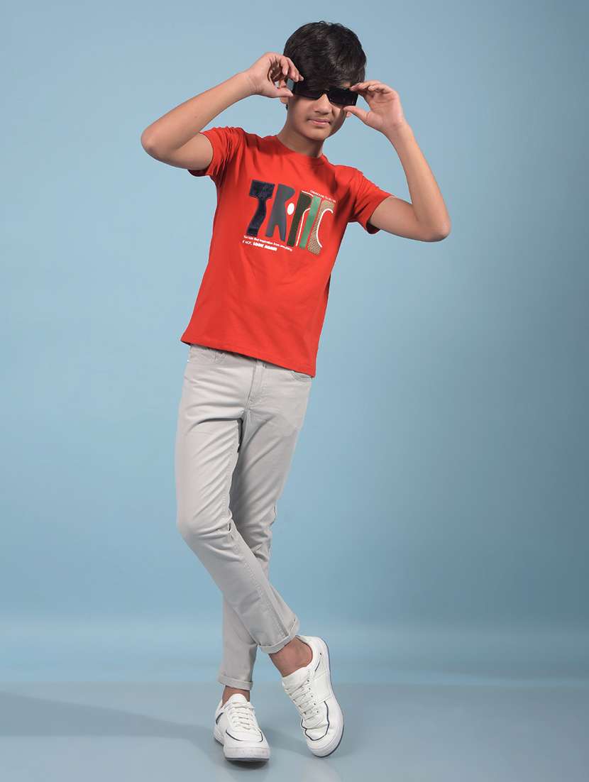 boys typographic round neck t-shirt - 21913540 -  Standard Image - 6