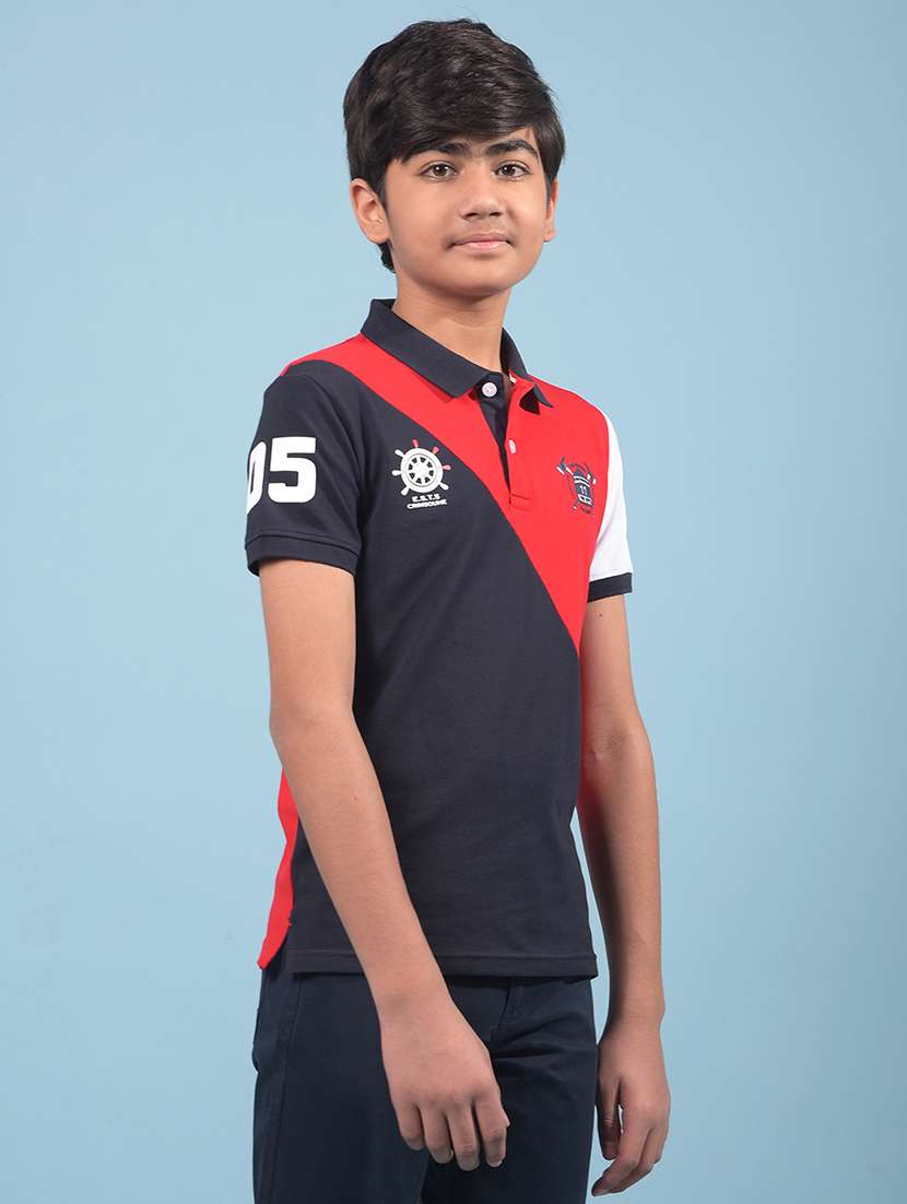 boys color block short sleeve polo t-shirt - 21913545 -  Standard Image - 1