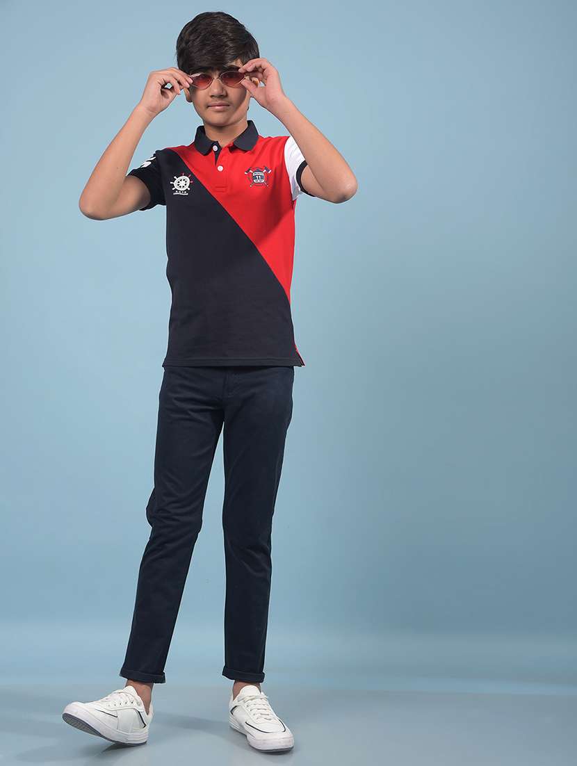 boys color block short sleeve polo t-shirt - 21913545 -  Standard Image - 6