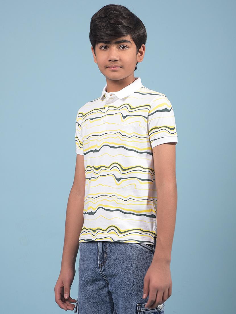 boys white printed short sleeve polo t-shirt - 21913546 - Standard Image - 1