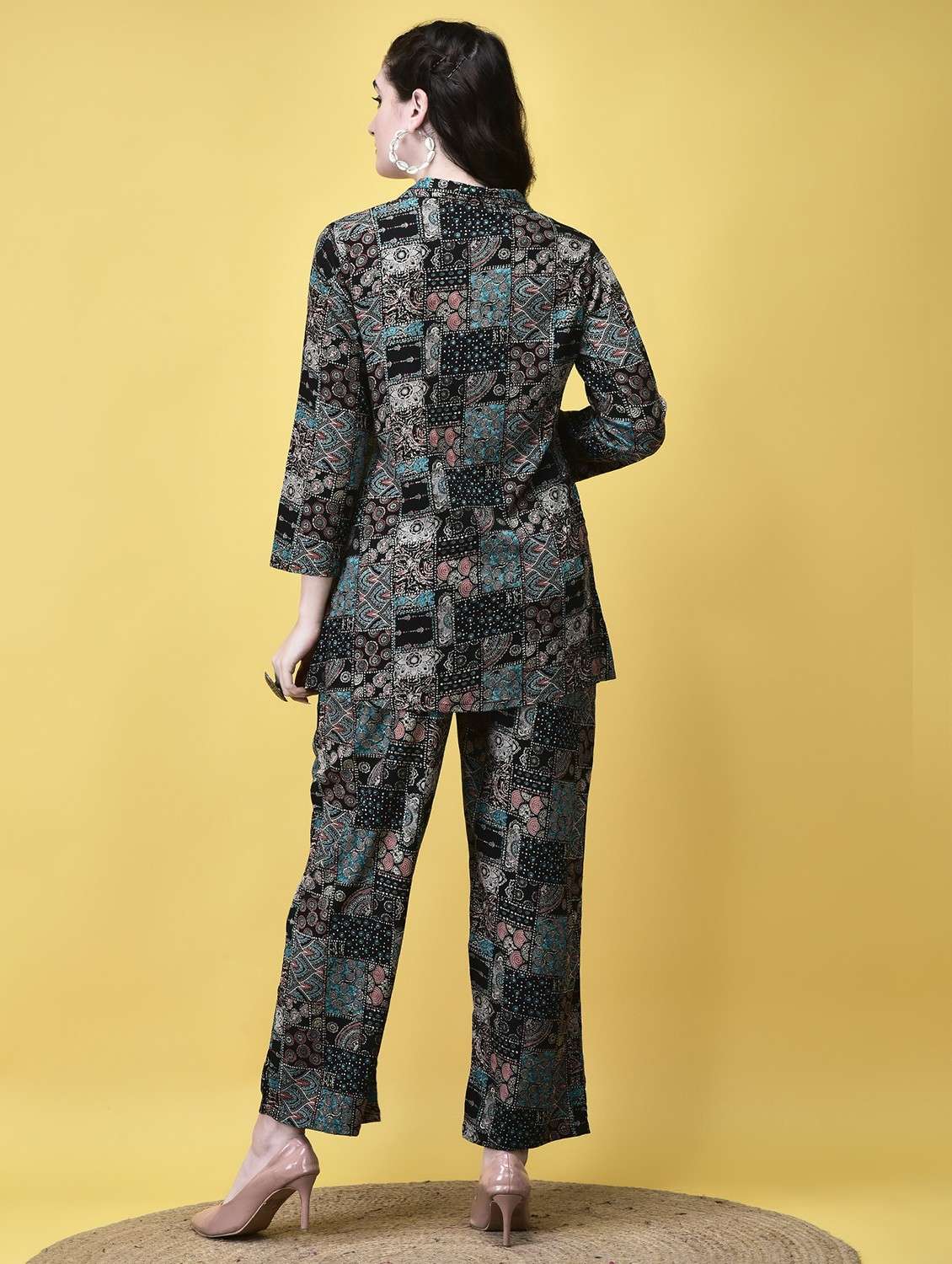 women black printed long sleeve ethnic co ord set - 21913558 -  Standard Image - 4