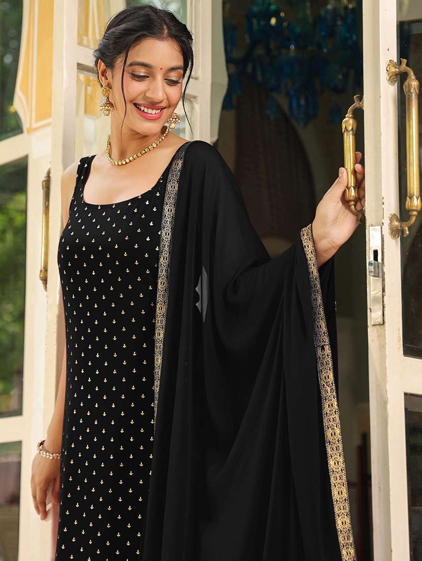 women black sleeveless kurta pant with dupatta set - 21913581 -  Standard Image - 4