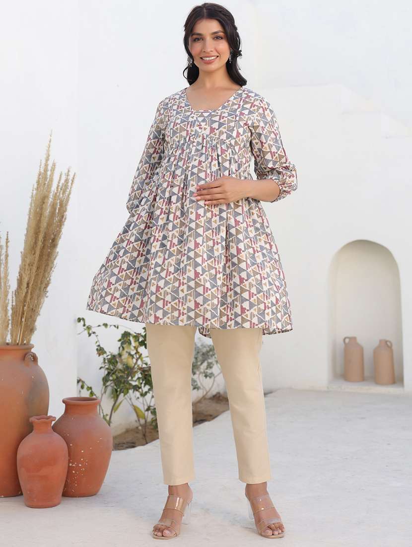 women printed three quarter sleeve maternity wear tunic - 21913603 -  Standard Image - 1