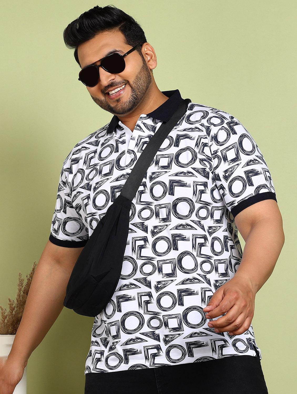 men plus size printed short sleeve polo t-shirt - 21913991 -  Zoom Image - 0