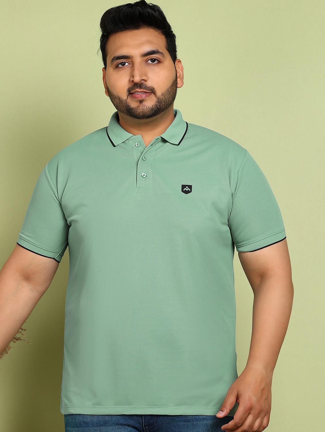 men plus size solid short sleeves polo t-shirt - 21913997 -  Zoom Image - 0
